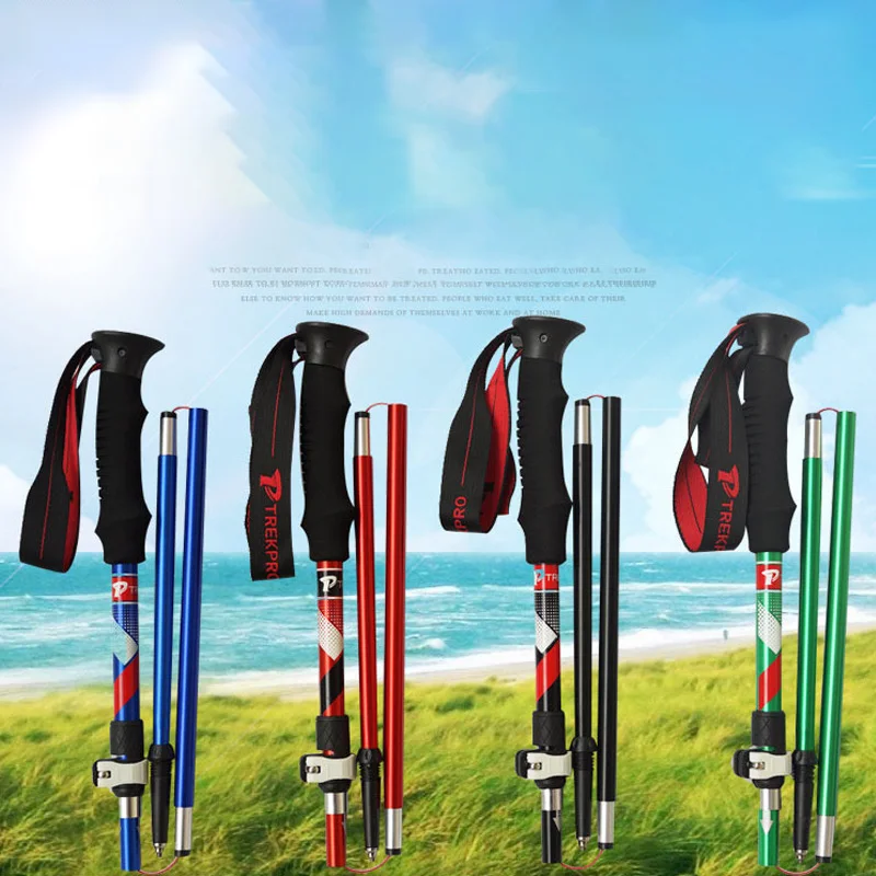 

Anti Shock Walking Sticks Telescopic Trekking Hiking Poles Ultralight Walking Canes With Rubber Tips Protectors Folding 1 piece