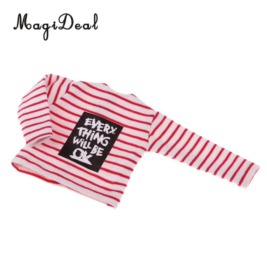 1/6 Doll Long Sleeved T-shirt Striped Tops for Blythe Costume Garment Accessory Girls Pretend Play Toy Gift