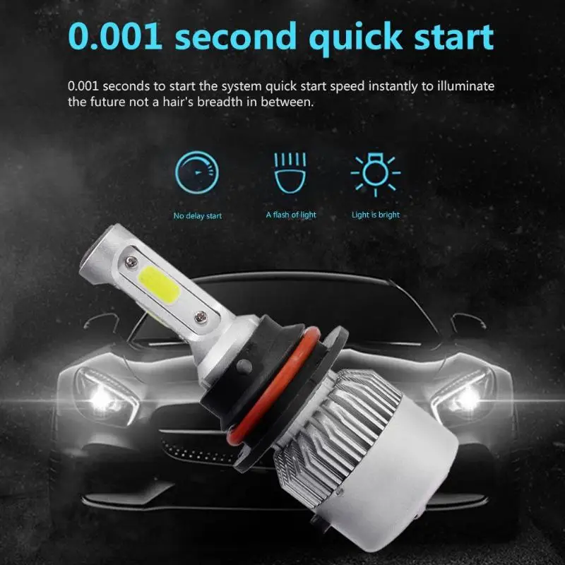 Новый Универсальный светодиодный автомобильный головной светильник COB 9007 6500K 8000LM