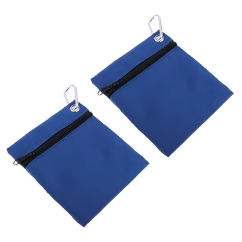 

2x Compact Golf Ball Bag Holder Zipper Pouch Storage Bags with Clip for Training Practicing