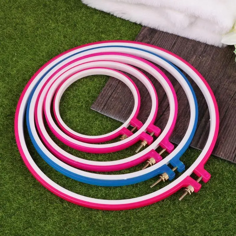 

12.5-29 cm Plastic Frame Embroidery Hoop Ring DIY Needlecraft Cross Stitch Machine Round Loop Hand Color Random