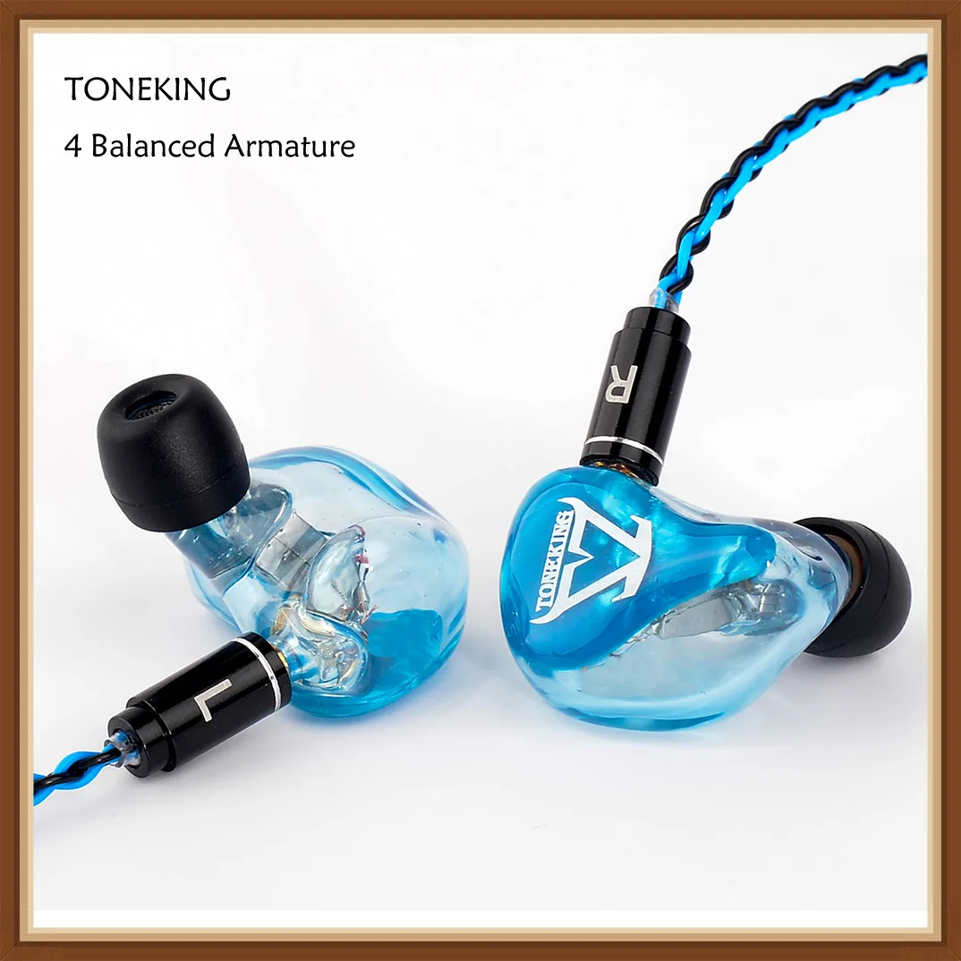Наушники-вкладыши TONEKING T4 4BA 4 сбалансированных арматуры Hi-Fi наушники для
