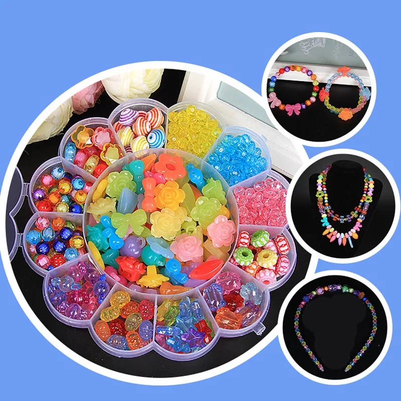 DIY Acrylic Beads Kit Children Kid Bracelet Necklace Jewelry Making Girl Toy Mixed Bead Set With Box YJS Dropship