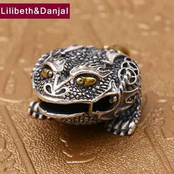 

2018 Punk Pendant 100% Real 925 Sterling silver Jewelry Men Women Vintage Fashion Toad Bell Necklace Pendant Christmas Gift P78