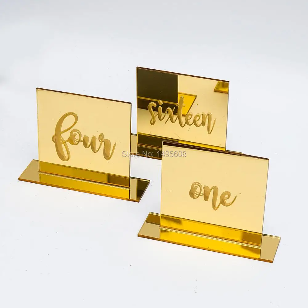 

Mirror Gold Acrylic Number,Rectangle Table Number Signs for Wedding Party Decor,Roman Numerals Geometric Boho Centerpiece