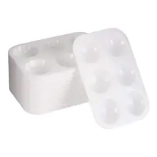 AAAJ-24 штук Пластиковые краски палитры 6 хорошо прямоугольные акварельные палитры краски лоток, белый