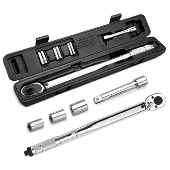 

1/2-Inch Drive Click Torque Wrench24-Tooth Dual Scale Alloy Steel Sockets Multifunctional Extension Handle Wrench Tool with Box