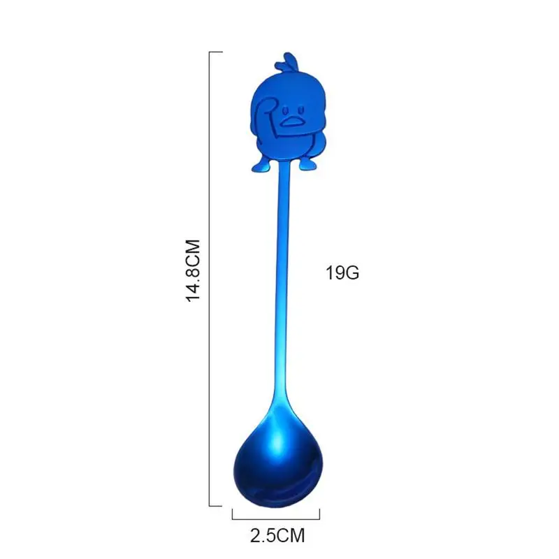 Милая Мини из нержавеющей стали Маленькая желтая утка кофейная ложка для перемешивания чайная ложка десертная ложка посуда