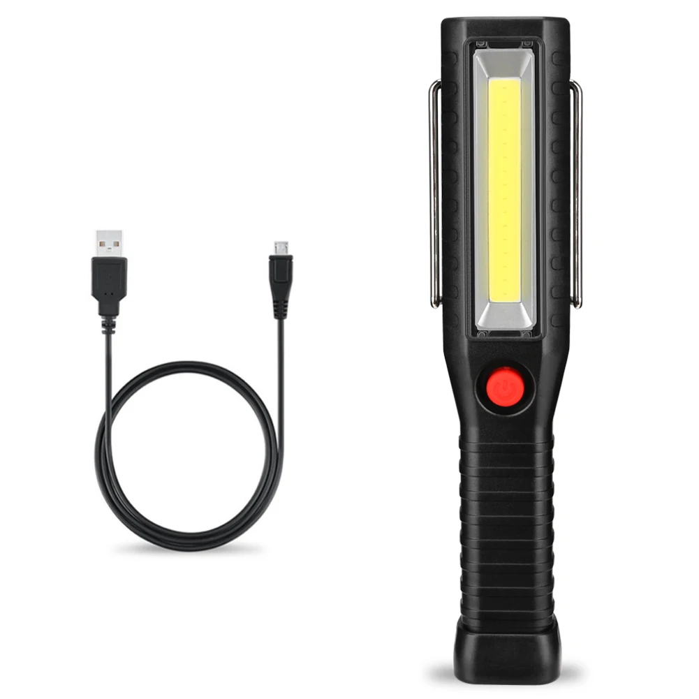 

Portable COB LED Working Light USB Rechargeable 4 Modes Flashlight Hook Magnetic Work Inspection Light Built-in Battery