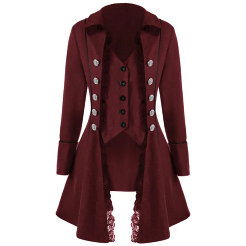 

Overisized Mediaeval Womens Victorian Gothic Steampunk Coat Lace Jacket Costume