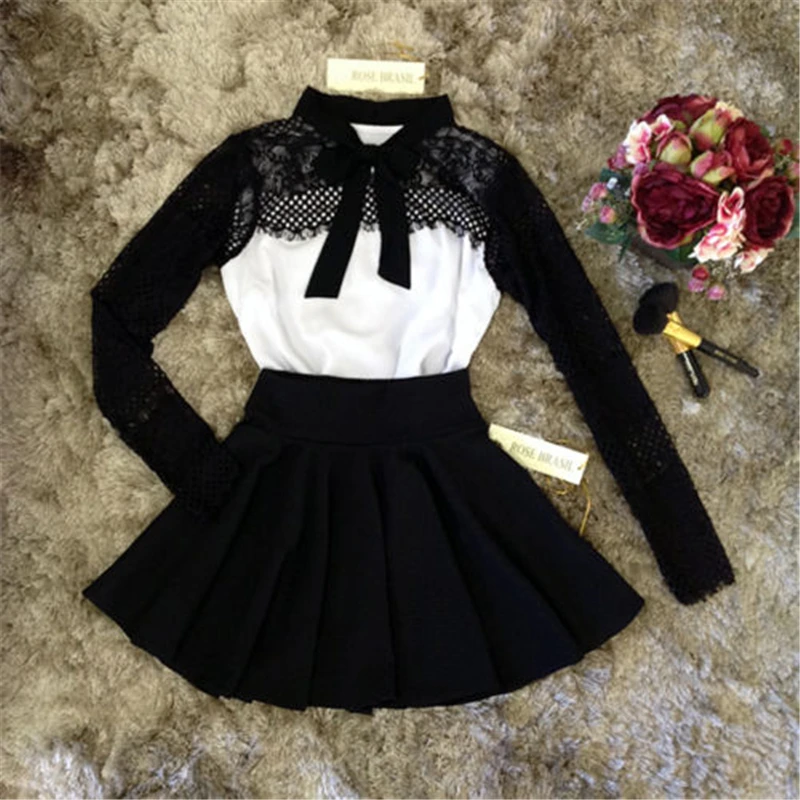 

2019 Womens Bodycon Long Sleeve Dress Ladies Party Mini Dress Bow Lace Dress