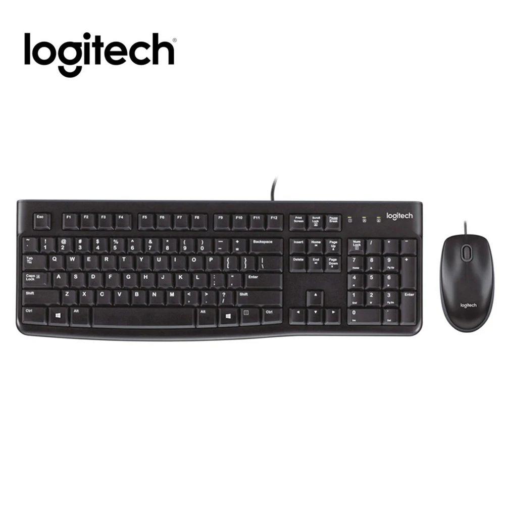 

Logitech MK120 Desktop USB Mouse Keyboard Combo Full-size Keyboard Optical Mice Wired Keyboard Mouse Bundle Pack Set