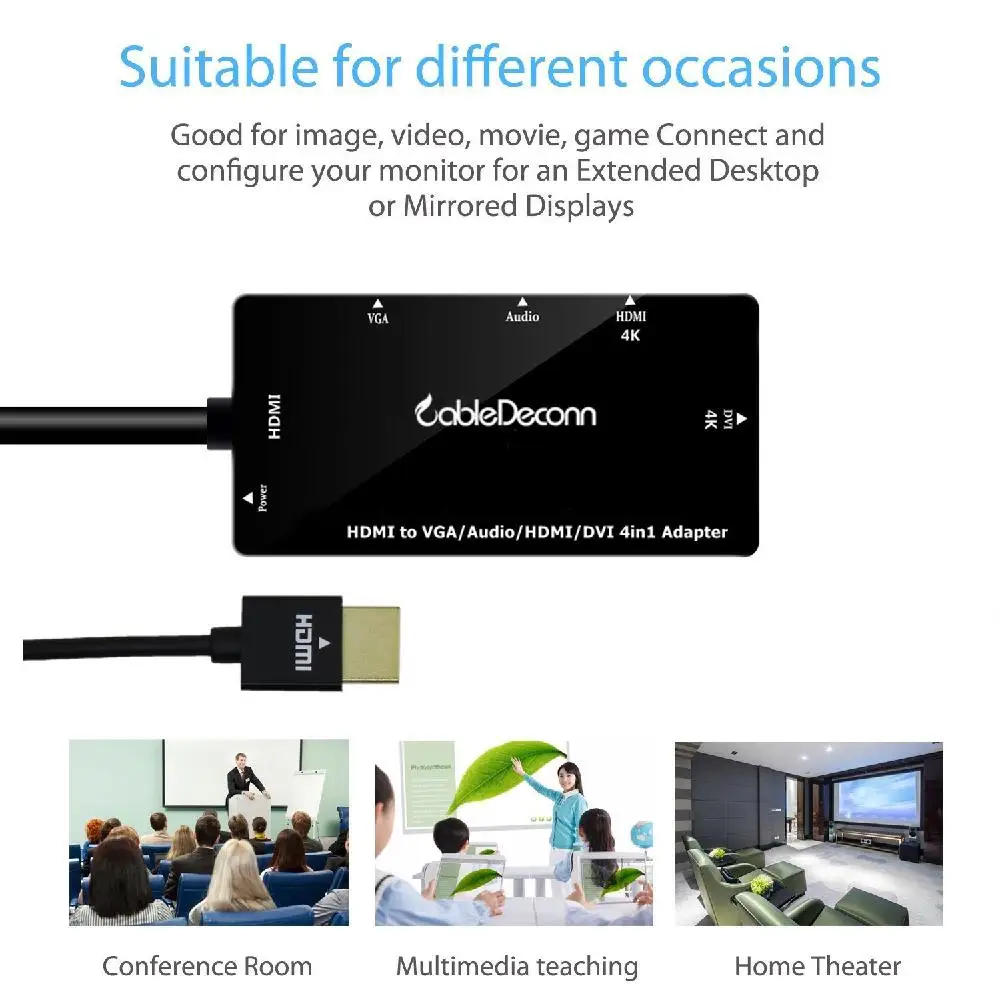 HDMI сплиттер 4 в 1 новинка 2020 VGA DVI аудио видео кабель многопортовый адаптер