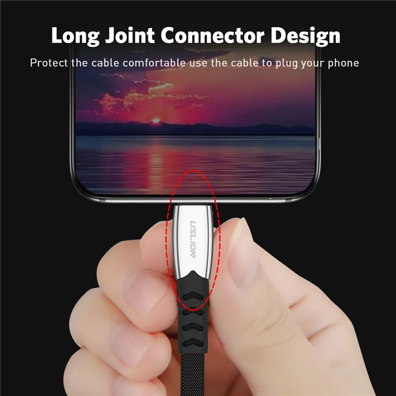 USLION Micro USB кабель для быстрой зарядки передачи и синхронизации данных Зарядное