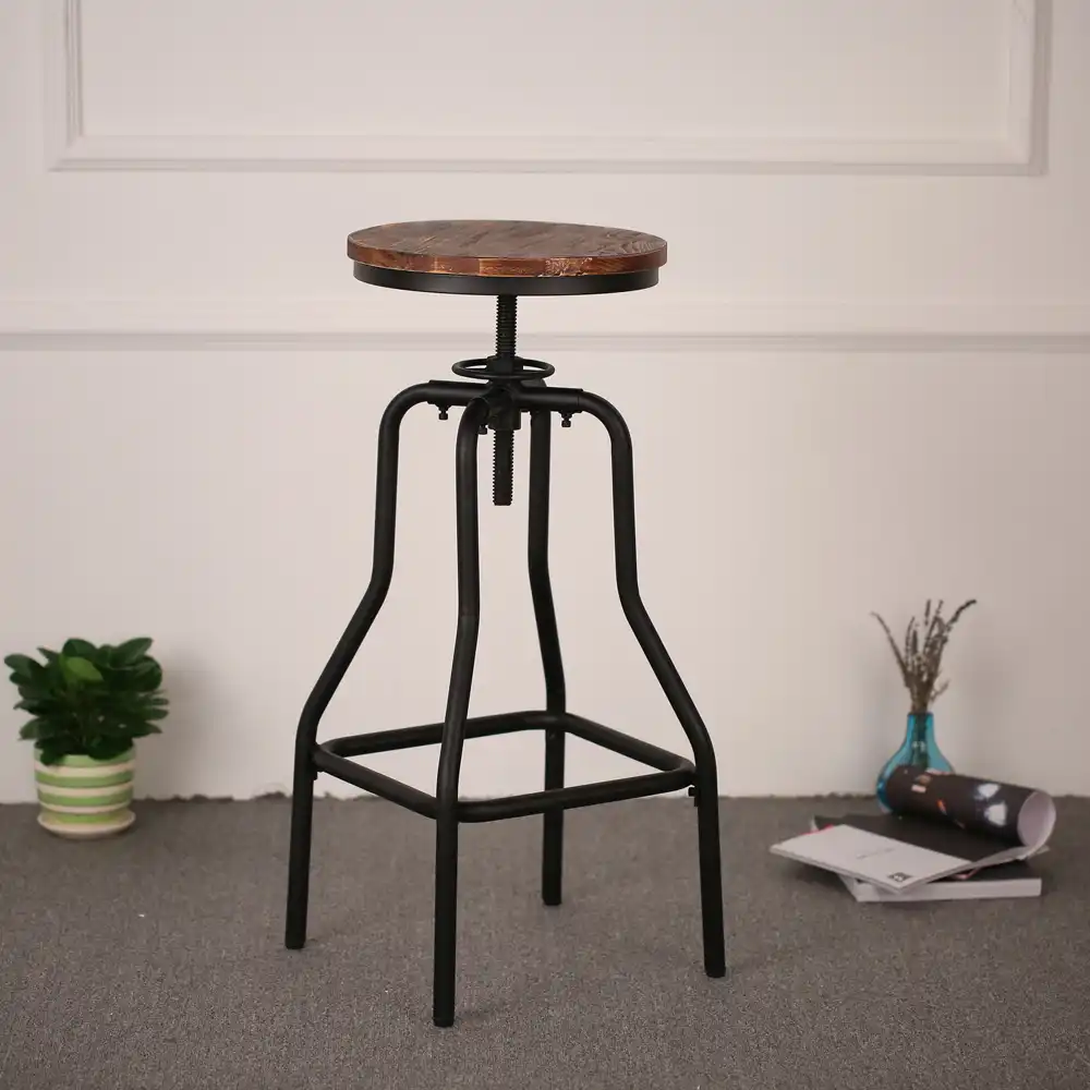 Ikayaa Kursi Bar Gaya Height Adjustable Swivel Bar Stool Natural Pinewood Top Kitchen Dining Breakfast Chair Perabot Bar Aliexpress