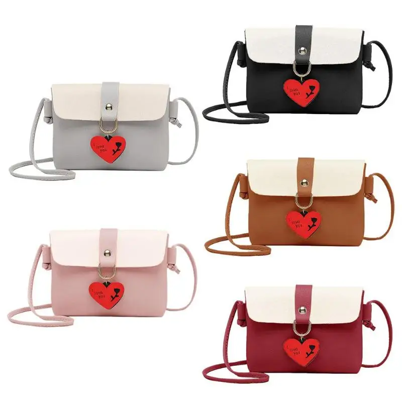 

Hit Color Sling Messenger Bag for Women Creative Heart PU Leather Crossbody Bags Girls Shoulder Satchel Bag Bolsa Feminina Z80