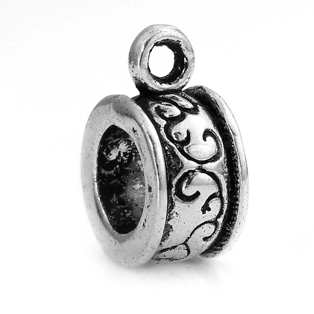 Lovely 30 Flower Pattern Bail Beads Fit Charm Bracelets 13x9mm (B05533