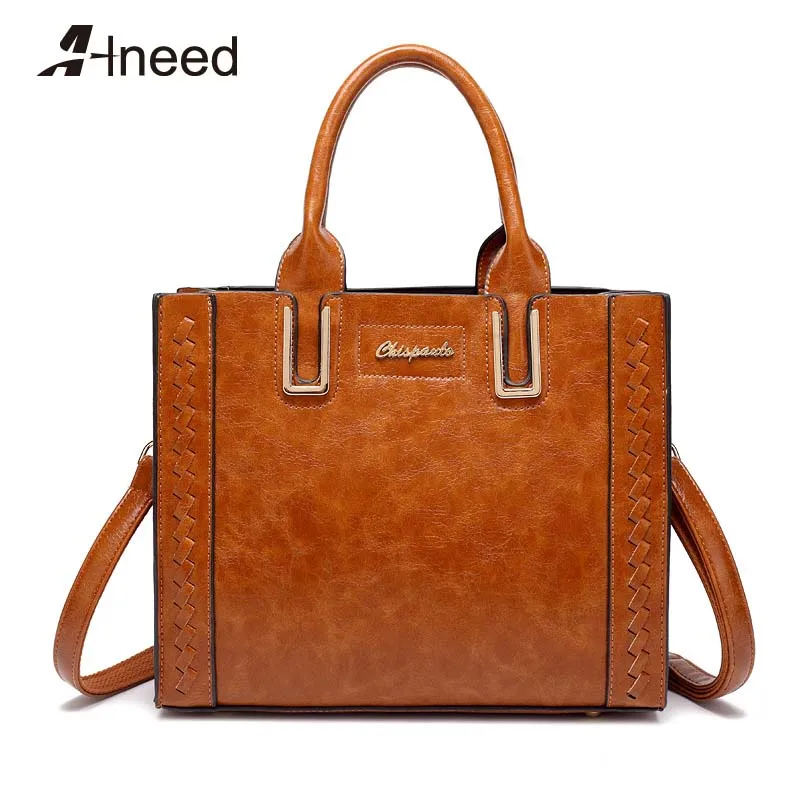

ALNEED Bags for Women 2019 Vintage PU Handbags Knitting Shoulder Bag Large Capacity Casual Totes Ladies Crossbody Messenger Bag