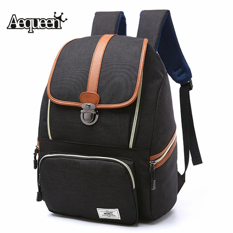 AEQUEEN Black Canvas Backpack For Woman Men Women Large Capacity Oxford