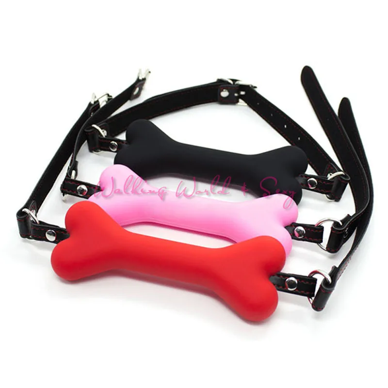 Faux Leather Stick Mouth Gag Dog Bone Plug Cosplay Fetish Restraint