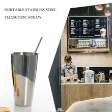 1 шт. Портативный нержавеющей стали питьевой соломы складные многоразовые соломы барные напитки Бутылка для кофе или воды Экологичная металлическая соломинка