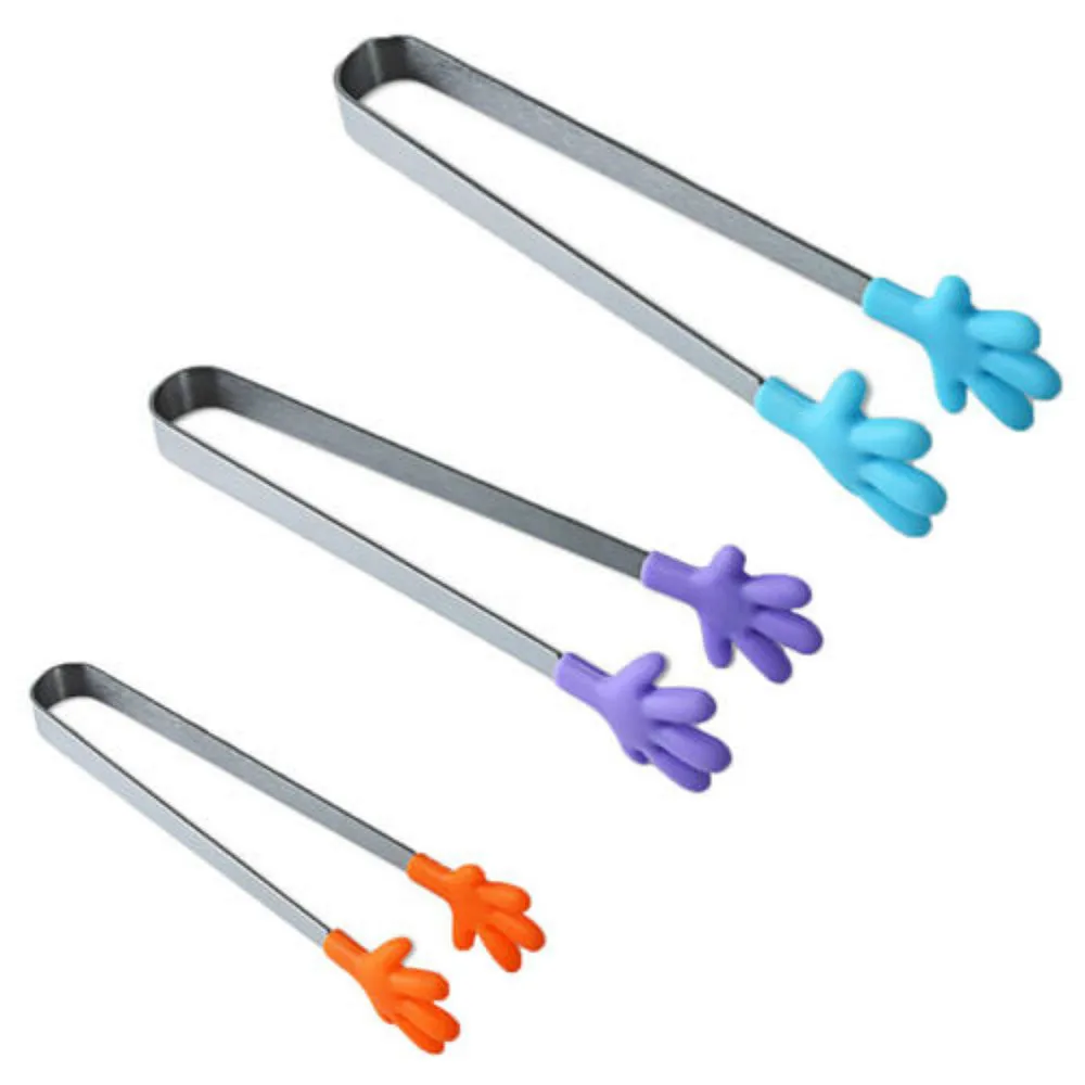 

3 Color Stainless Steel Food Clip Non-slip Mini Silicone Small Hand Folder Clincher Ice Buckets Kitchen Tools