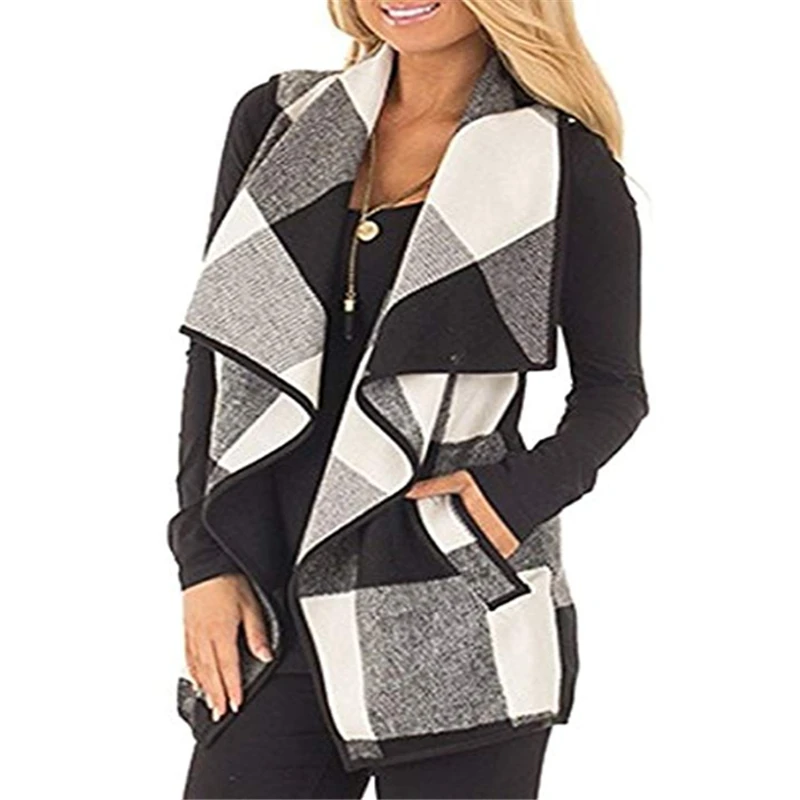 Autumn Winter Warm Women Plaid Jacket Casual Style Coat