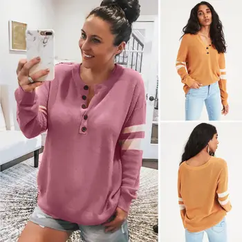 

Hirigin Harajuku Knitted Long Sleeve Shirt 2018 Newest Womens Casual Blouse Pullover Jumper Tops Casual Loose Shirt