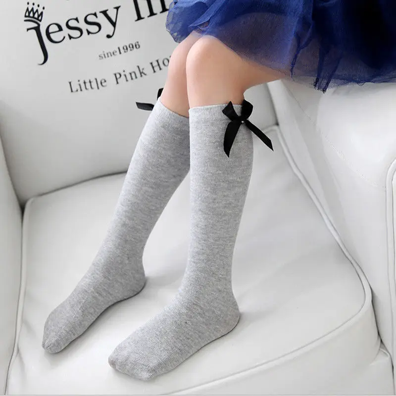 

Cute Bowknot Knee High Socks For Girls 5 Colors Available