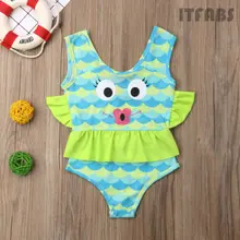 Купальный костюм с рисунком для малышей; одежда для маленьких девочек; цельный купальник-бикини с открытой спиной и милыми животными; детская Одежда для пляжа