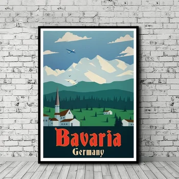 

Vintage Travel Poster Bavaria Poster Canvas Print Wall Art Home Decor No Frame