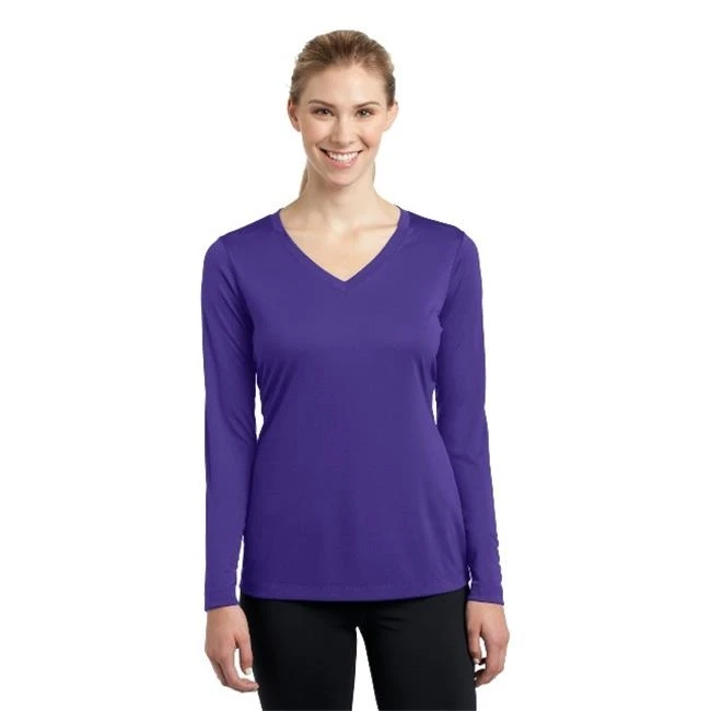 Спорт-Tek LST353LS женская футболка с длинным рукавом PosiCharge competittorv-Neck фиолетовый-3XL |