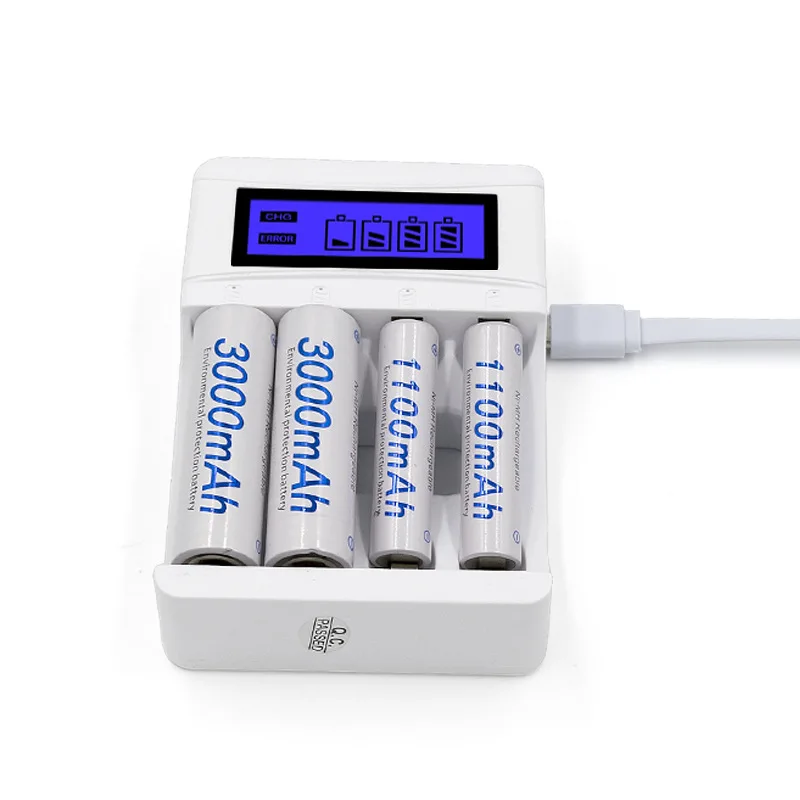 

4 Slots charger 1.2V 2000mA Fast Intelligent LCD Display AA / AAA USB Battery Charger For Ni-Cd Ni-Mh Rechargeable Batteries
