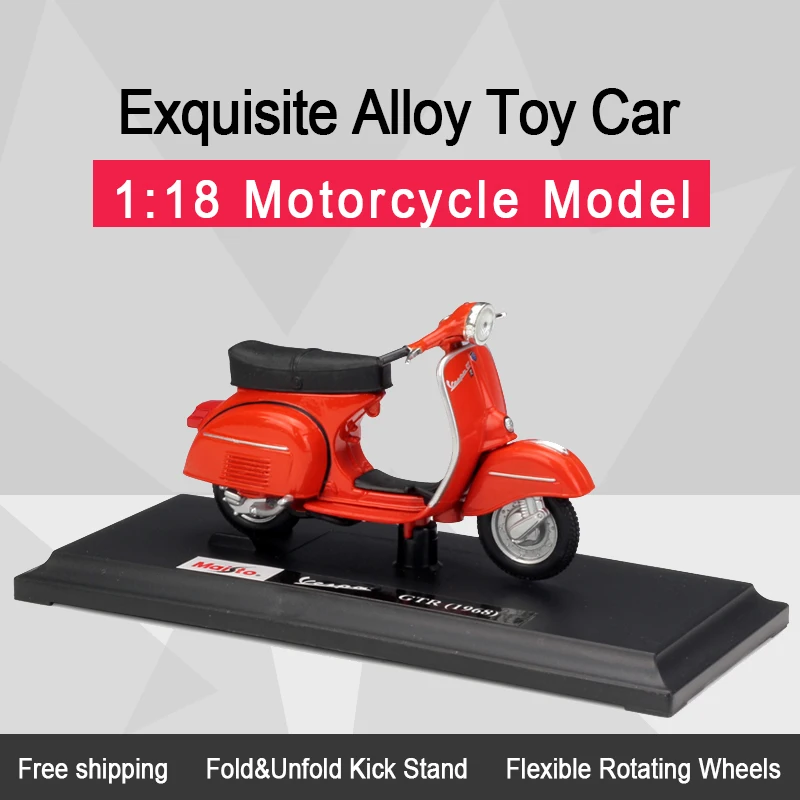 

MAISTO 1:18 Vespa GTR (1968) Alloy Diecast Motorbike Model Flexible Rotating Wheels Toy For Children Gifts Toy Collection