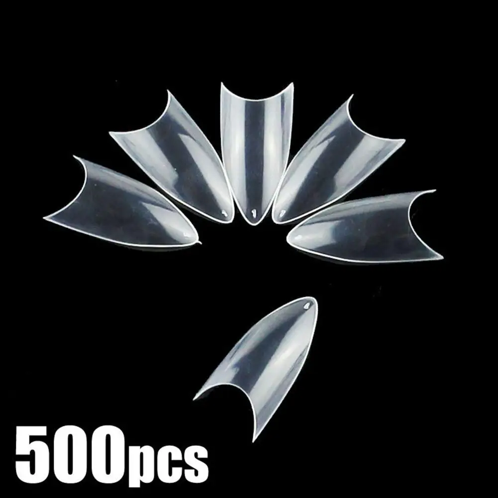 

BellyLady 500Pcs/set Stiletto Point Shape Natural White Transparent Acrylic French False Nail UV Gel DIY Nail Tips
