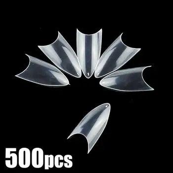 

BellyLady Fancy 500Pcs/set Stiletto Point Shape Natural White Transparent Acrylic French False Nail UV Gel DIY Nail Tips
