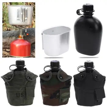 

Heavy Cover Army Water Bottle Aluminum Cooking Cup US 1L Military Canteen Camping Hiking Survival Kettle Outdoor Tableware New