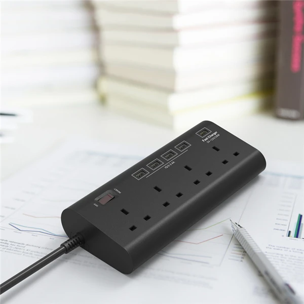 CLAITE 5V 2.4A штепсельная вилка Великобритании 4 розетка с переключателем 5 usb портов