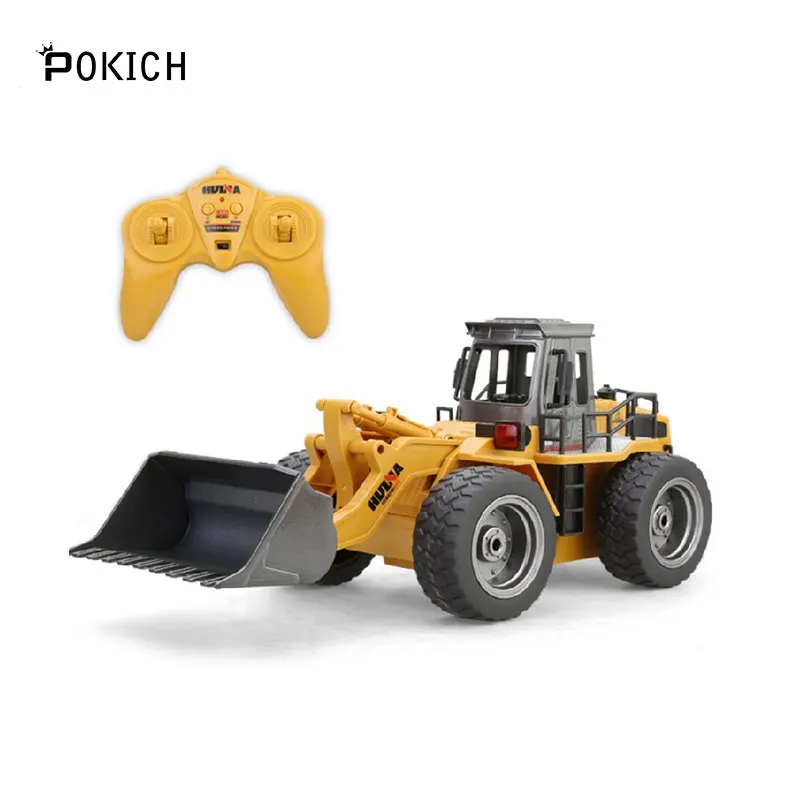

Pokich RC 1:18 Wheeled Front Loader Remote Control Bulldozer Truck 6 Channel 2.4G Alloy Vehicle Tractor Toy with Lights-C
