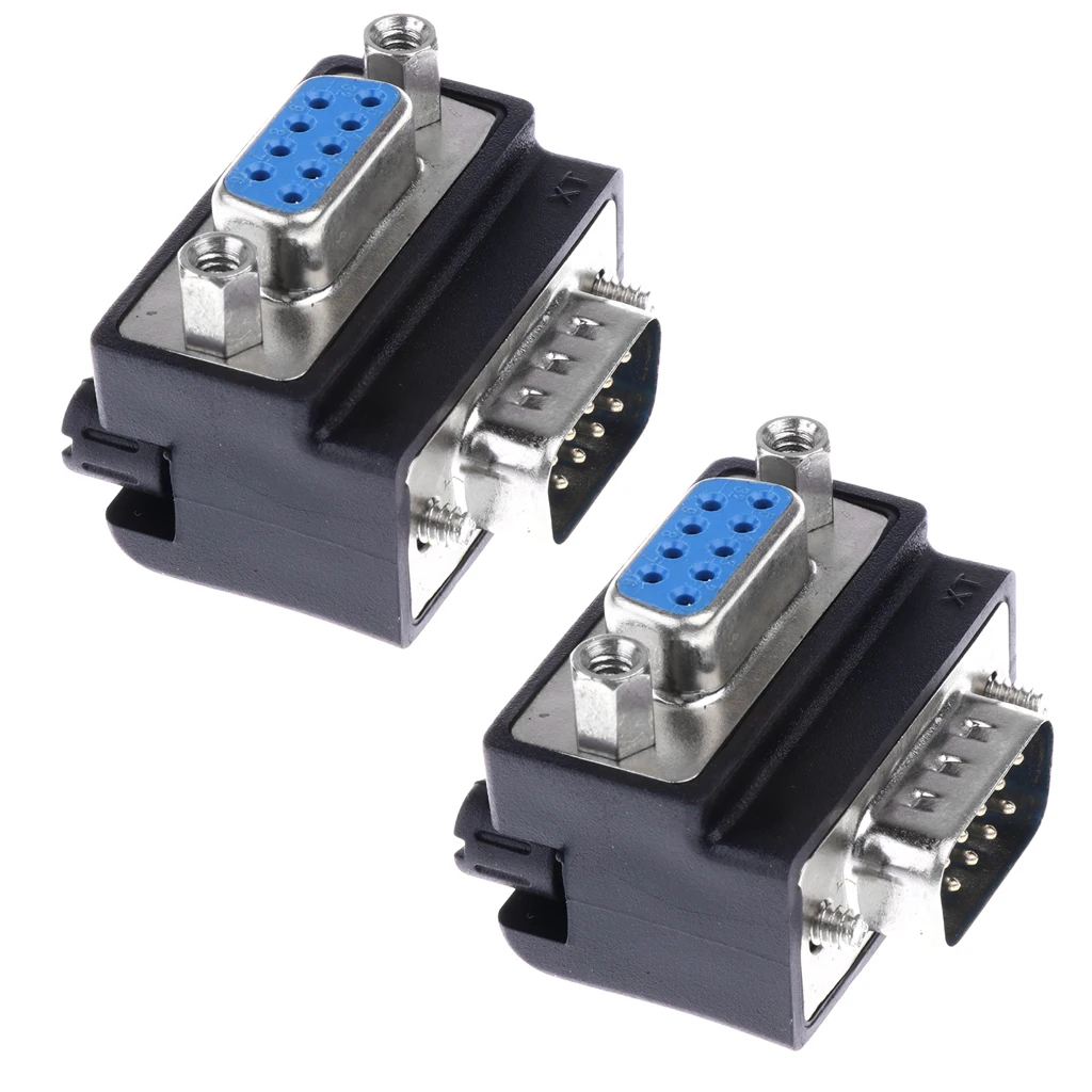

2x Serial RS232 DB9 9Pin Male to Female 90 Connector Adapter Gender Changer
