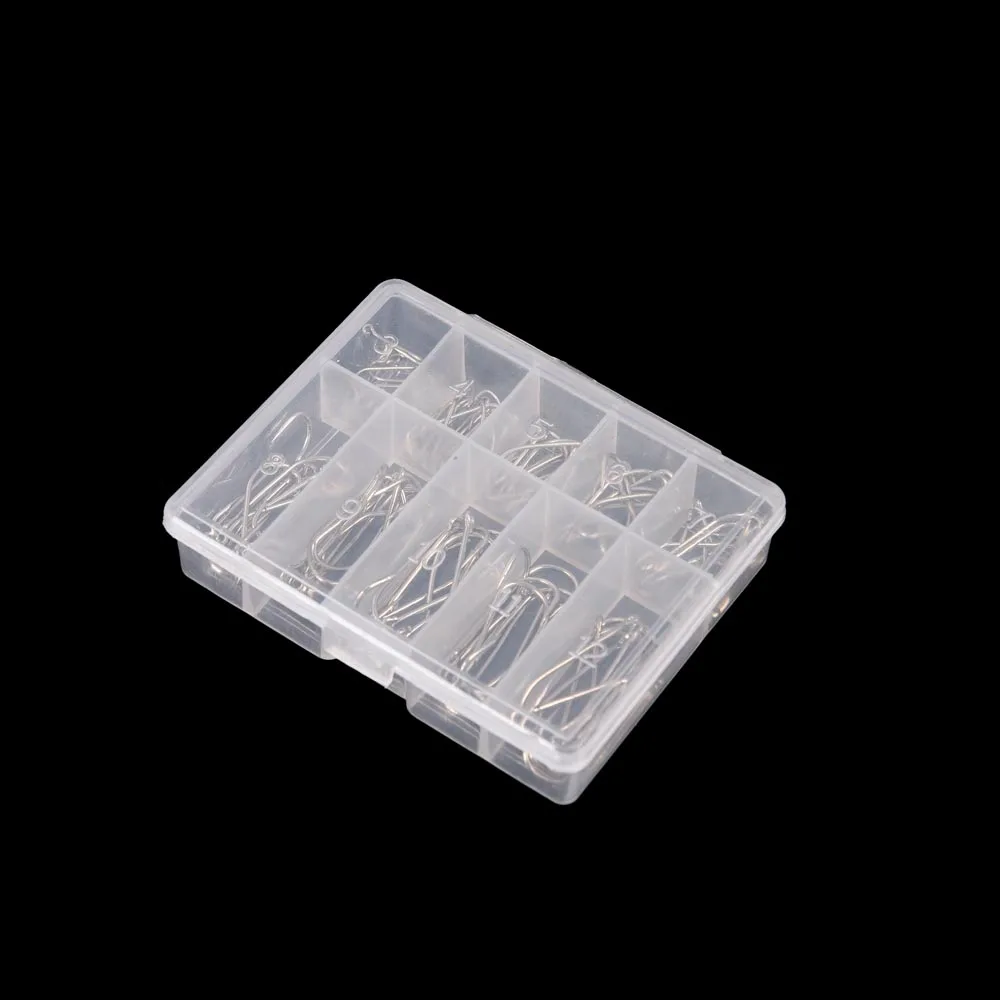 100Pcs 1 Box 10 Sizes Steel Fishhooks Carp Fishing Jig Head Set Pesca Anzol Fishing Tackle Fishing Hook with Hole 3# - 12#