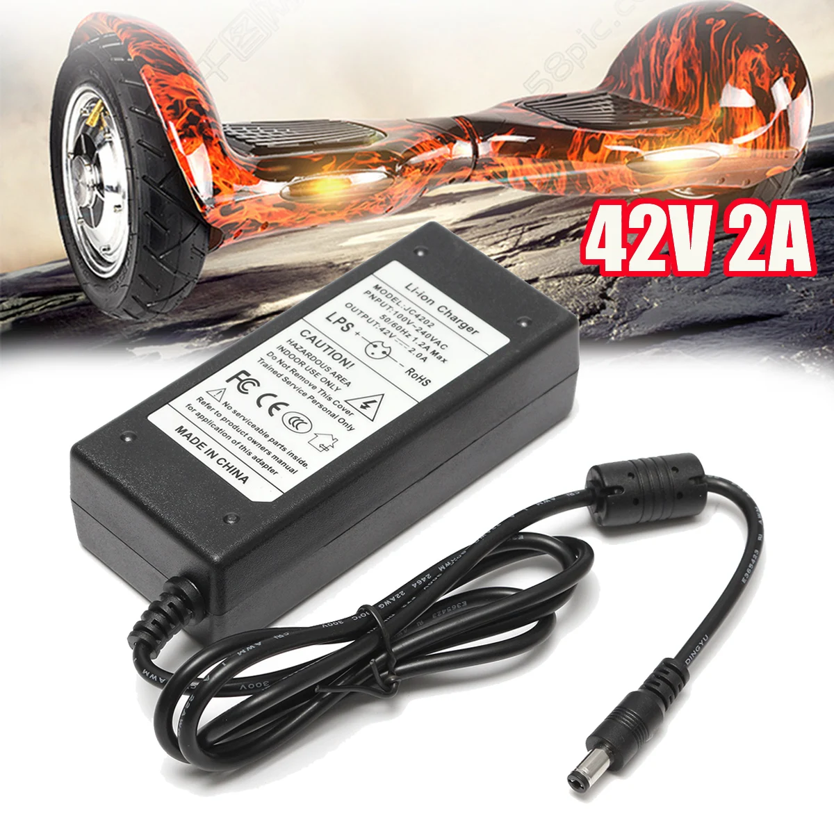 2A 42V Power Charger Adapter For 36V Li ion Lithium Battery Two wheel