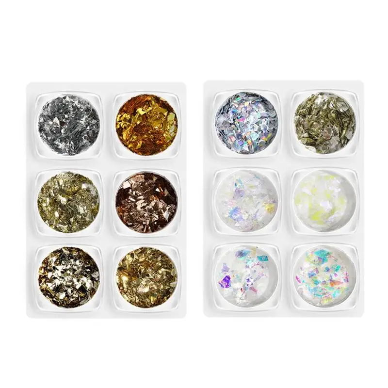 

6pcs/set Nail Art Glitter Flakes Irregular Tinfoil Gel Polish Nail Sequins