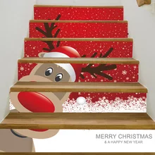 6pcs/set Christmas Decoration For Home Waterproof PVC Stair Stickers Christmas Floor Stairway Stickers Drop Shipping
