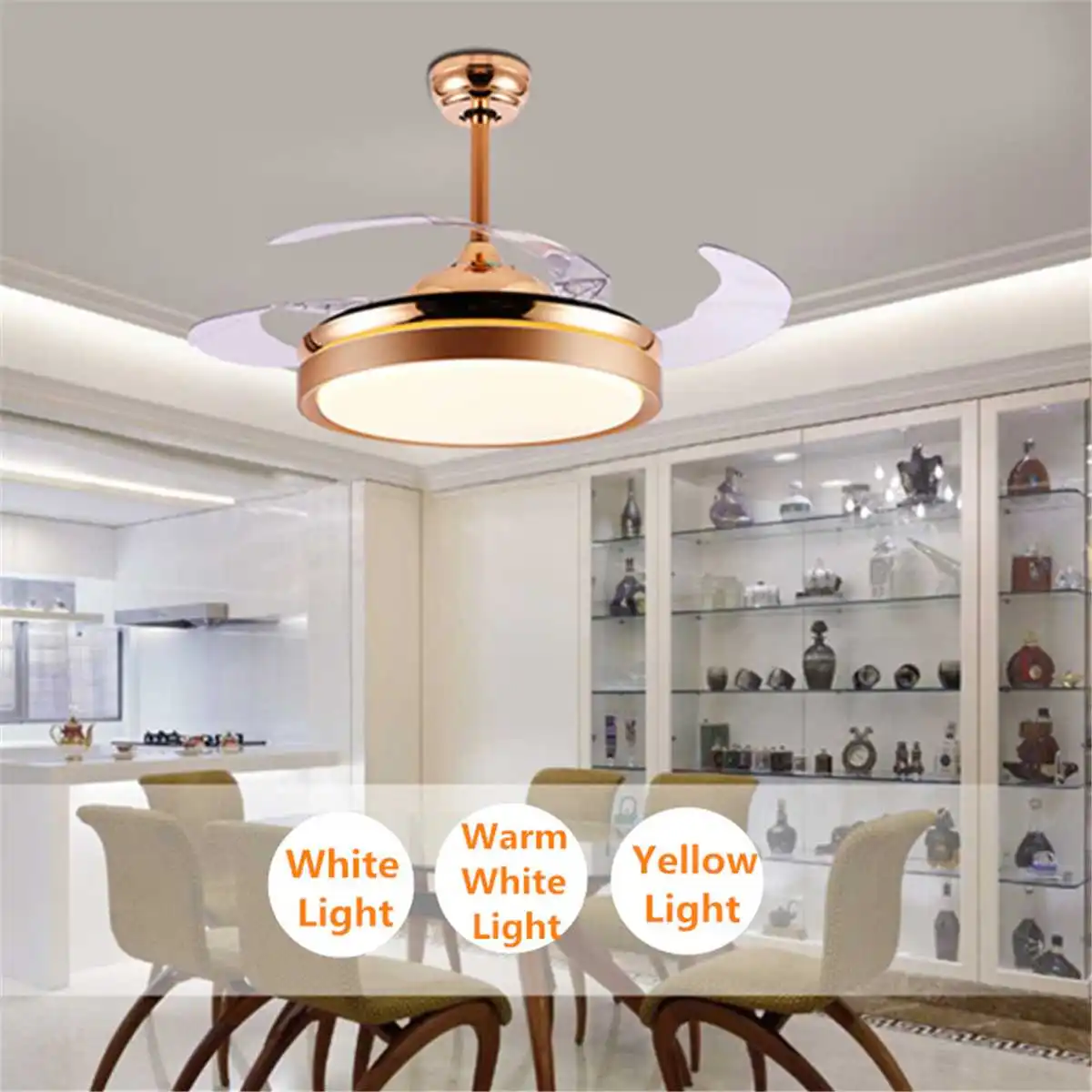 

Modern LED Lamp Ceiling Fans Lights Acrylic Leaf Ceiling Fans 220V 42 Inch for Office Livingroom Parlor Ceiling Fan Lightings