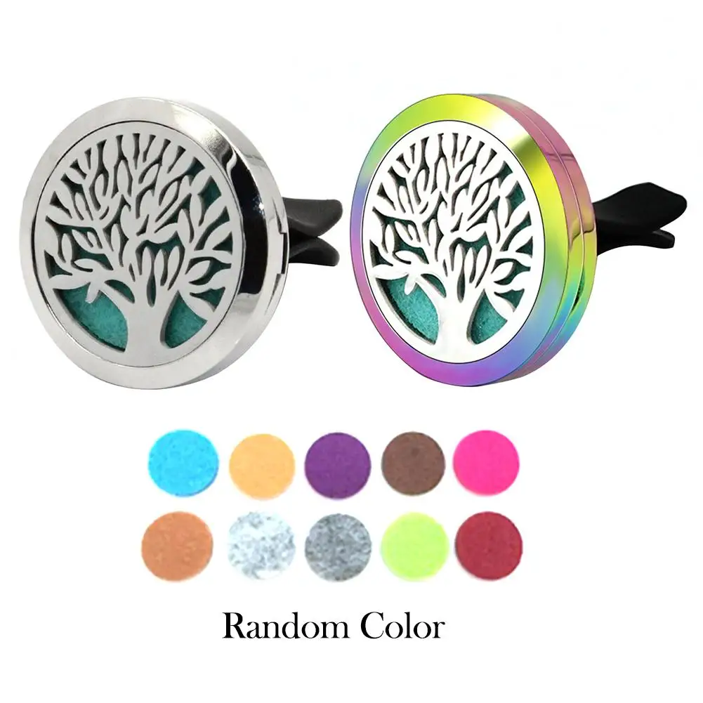 

30MM Car Aromatherapy Essential Oil Diffuser Stainless Steel With Ventilation Clip Life Tree Hollow Aromatherapy Box Supplies