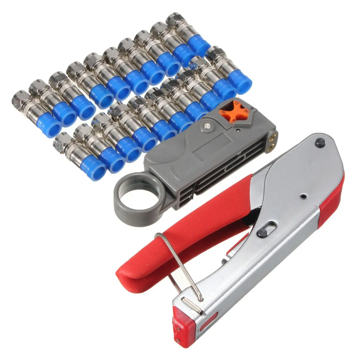 

Professional F-Type Connector Crimping Tool Kit For RG Connectors Cable Stripper Coaxial Crimping Set