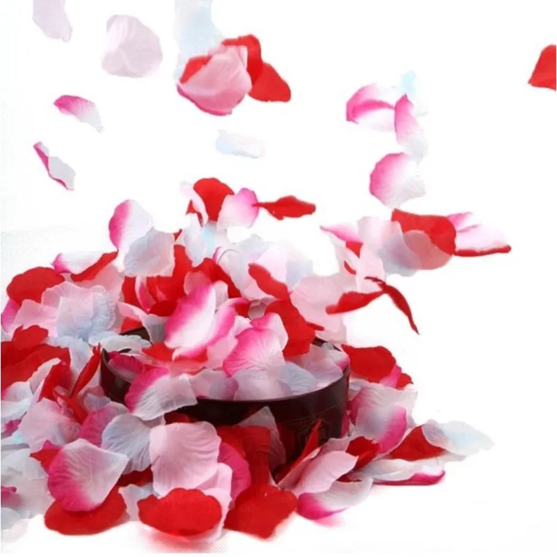 

1000pcs Artificial Simulation Silk Rose Flower Petals Leaves Fashionable Wedding Party Table Confetti Decorations