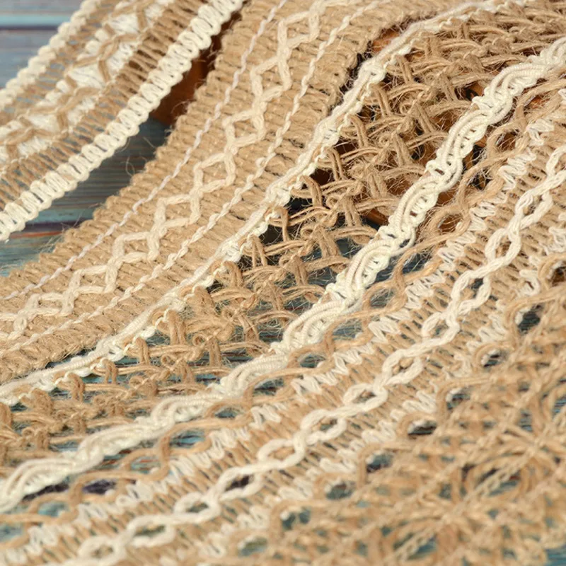 

Fine New Lace Burlap Ribbon Hessian Vintage Rustic Hemp Jute Rope Christmas Halloween Party Decoration Wedding Accessories