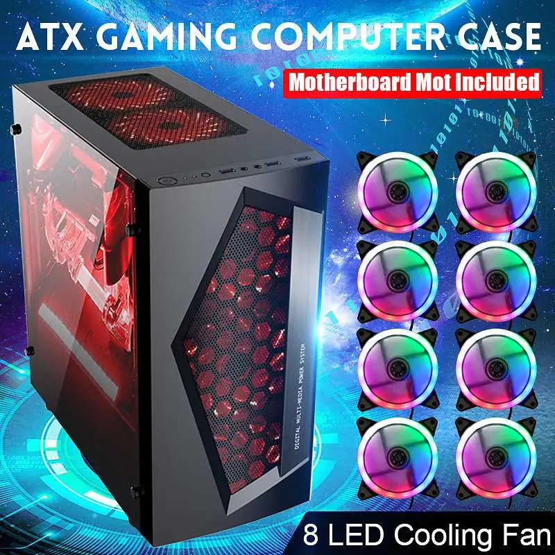 

V3 ATX Computer Gaming PC Case 8 Fan Ports USB 3.0 For M-ATX/Mini ITX Motherboard Black/White 370 x 185 x 380